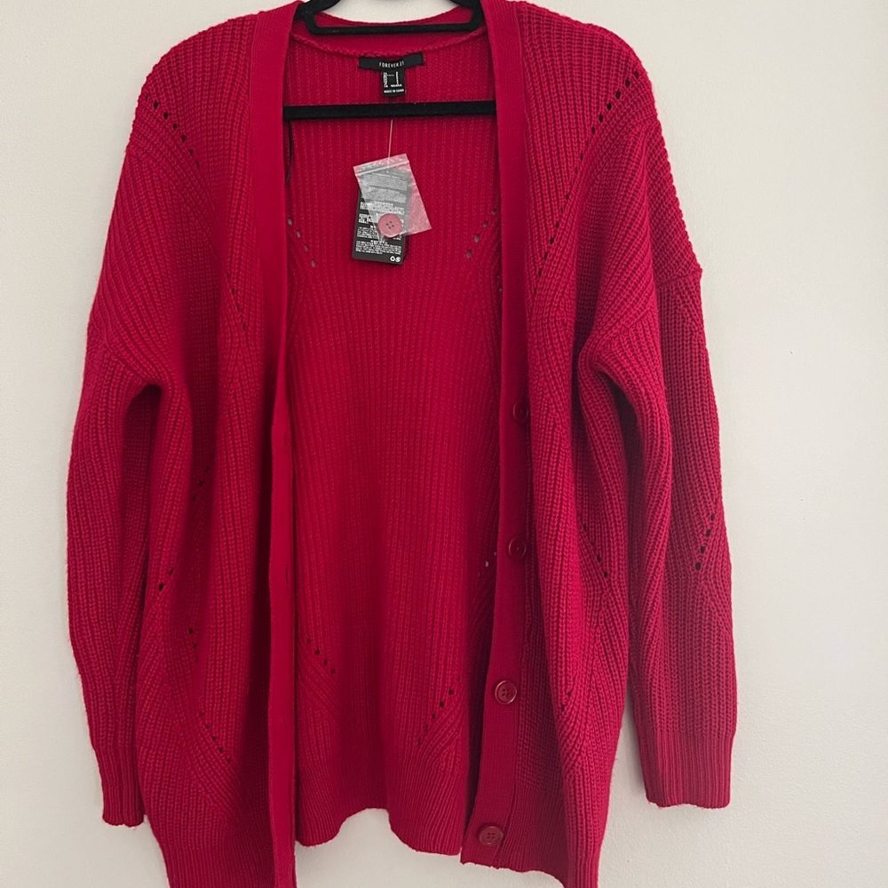 Rosy hot pink sweater cardigan